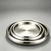 Plateau de service rond empilable en acier inoxydable à double paroi de qualité supérieure, assiette alimentaire, vaisselle argentée pour barbecue, mariage, hôtel, restaurant