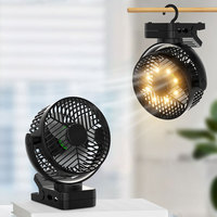 Ventilateur de bureau puissant à 3 pales de haute qualité, longue autonomie, lumière LED, alimentation USB, rechargeable, ventilateur à pince de 6 pouces