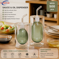 Bouteille en verre pour vinaigre et huile, distributeur, fournisseur de marques privées, ODM, bec verseur incurvé en forme de goutte, haute transparence, résistant à la chaleur, pour cuisine