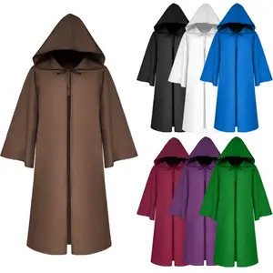 Erkekler Cape ortaçağ rönesans Retro sihirbazı rahip kapüşonlu pelerin şövalye Grim Reaper ceketler Coats cadılar bayramı Cosplay kostümleri