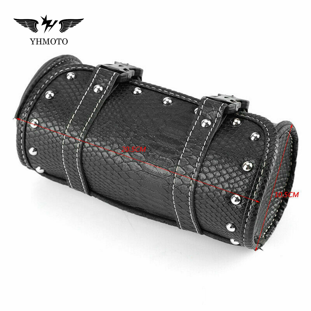 Motorfiets zadeltassen leer PU waterdichte motorfiets zijbagage gereedschapstas - zwart (links