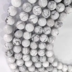 AAA Grade High Quality Natural Gemstone Beads 4 6 8 10 12mm White LooseTurquoise Howlite Beads for Jewelry bracelet Making