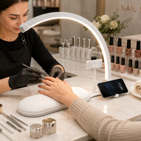 Nouvelle lampe de bureau pour ongles, lumière LED demi-lune avec 3 supports pour téléphone, repose-main, lumière de manucure à intensité réglable pour technicien en ongles, salon