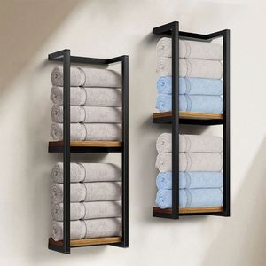 Support <span class=keywords><strong>mural</strong></span> multifonctionnel décoratif pour salle de bain, <span class=keywords><strong>porte</strong></span>-serviettes <span class=keywords><strong>mural</strong></span> en <span class=keywords><strong>fer</strong></span> <span class=keywords><strong>forgé</strong></span>, support démontable - Product Image 1