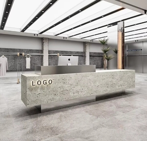 Comptoir de réception d'entreprise de luxe moderne Bar haut sens Hôtel Salon de beauté <span class=keywords><strong>Cave</strong></span> Pierre marbre Comptoir de caisse - Product Image 6