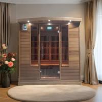 Sauna Portátil Big Bear para 4 Personas, Calentador de Carbono, Madera de Cedro Rojo, Ecológica, Ligera, Comercial, Moderna, para Uso en Interiores, Bajo EMF, Far