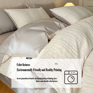 Ensemble de literie en jacquard 100% coton, quatre pièces, comprenant drap, taies d'oreiller, housse de couette - Product Image 5