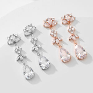 RAKOL EP5077 Wholesale Waterdrop Earrings 2021 Latest Design Cubic Zirconia Charm Stud Earrings <b>Jewellery</b> - Product Image 2