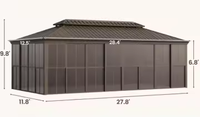 Gazebo à toit rigide permanent, solarium en PVC, naturel, écologique, double toit, en aluminium, abri extérieur, véranda pour terrasse