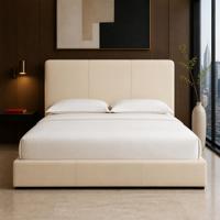 Maßgefertigtes Modernes Designer-Lederbett mit Ausziehbarem Fußteil aus Massivholz, Ideal für Luxushotels