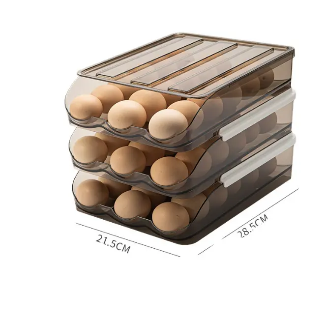 Eierhalter mit großer Kapazität Klarer Kunststoff-Eier lager behälter Automatische Rolling Egg Fresh Aufbewahrung sbox