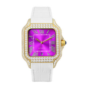<span class=keywords><strong>Orologio</strong></span> Meccanico <span class=keywords><strong>con</strong></span> Diamante Moissanite VVS, Lunetta Color <span class=keywords><strong>Oro</strong></span>, Movimento Automatico Giapponese Miyota, Cinturini in Vera <span class=keywords><strong>Pelle</strong></span>, <span class=keywords><strong>Orologio</strong></span> di Lusso - Product Image 6