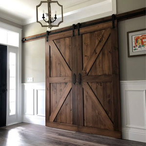 Puertas correderas de doble contenedor de acero al carbono de <span class=keywords><strong>madera</strong></span> maciza de estilo antiguo Compartimiento de almacenamiento interior de tamaño personalizado puertas correderas de Granero - Product Image 2