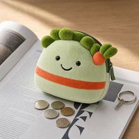 Adorable porte-monnaie en peluche en forme de chou vert, sac à fermeture éclair doux, breloque, jouets en peluche personnalisés en forme de légumes, fabricant OEM ODM