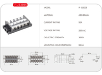 250V 50A 6 voies bornier connexion borne électrique couvert vis barrière reliure poste onduleur système solaire batterie