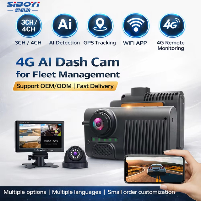 4G LTE Smart Cloud Dash Camera GPS Tracking 3 Lens Front/Rear 1080P WiFi SIM Live View Video Recorder 1 Year Warranty