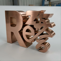 Enseigne en métal avec lettres 3D plaquées or rose PVD de qualité supérieure, signalétique LED de luxe pour hôtel, voiture, maison, bâtiment, intérieur, extérieur, logo
