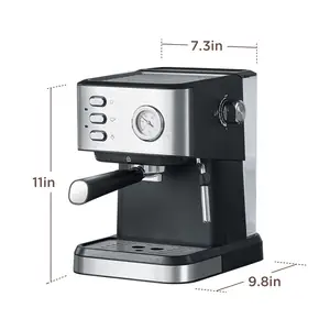 Petite Machine à café intégrée à vapeur haute pression semi-automatique Machine à cappuccino en acier inoxydable à carton électrique noir 1050