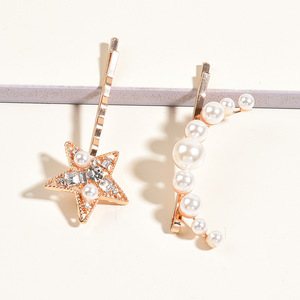 Accesorios para <span class=keywords><strong>Novia</strong></span>, Pasador de Pelo con Forma de Estrella y Luna, Horquilla para el Cabello, Tocado, Popular en Internet de Japón y Corea del Sur - Product Image 2