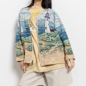 Chaqueta de tapicería vintage personalizada con cremallera para hombre y mujer, estilo streetwear - Product Image 2