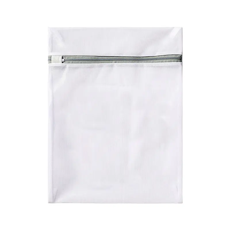 Vente directe d'usine sac de lavage en maille fine tissu blanc gris fermeture éclair couleur personnalisée taille tissu impression motif LOGO