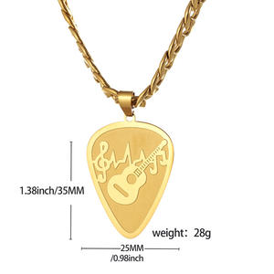 قلادة على شكل ملاقطة جيتار من الفولاذ المقاوم للصدأ مع نقوش نوتات موسيقية، هدية عصرية للجنسين - Product Image 5
