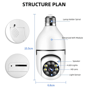 مصباح إضاءة كاميرا أمان واي فاي كاميرا لمبة ذكية للكاميرا البانورامية لمراقبة المنزل - Product Image 2