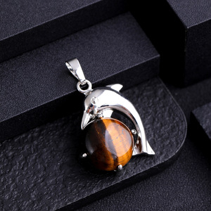 Lindo diseño de cola de delfín rosa cuarzo plata moda joyería mar Animal colgante collar para niñas - Product Image 5