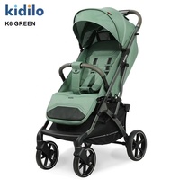 Poussette légère Kidilo pour bébé de 0 à 3 ans avec cadre en acier inoxydable et roues en PU 3D pliable pour les voyages kaki