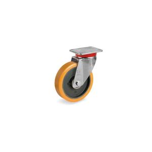 TELLURE ROTA - 647853 TR polyurethane wheels, <b>cast</b> <b>iron</b> centre, swivel top <b>plate</b> bracket type EP - wheel width 38 mm, ø 125 mm ( - Product Image 1