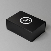 Boîtes cadeaux noires en carton de papier de luxe personnalisées avec logo blanc emballage magnétique avec couvercle boîte pliante cadeau magnétique