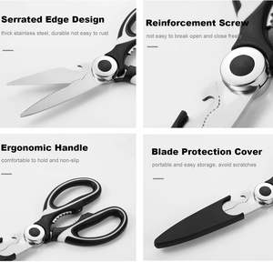 Ciseaux de cuisine robustes tout usage en acier inoxydable pour viande, poulet, herbes et aliments, avec étui - Product Image 4