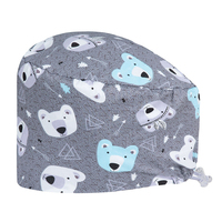 Casquette chirurgicale unisexe en coton pur tissé, motif imprimé blanc, accessoires ODM pour salle d'opération, cuisine, usage dentaire et cosmétique