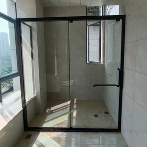 Cabina <span class=keywords><strong>Doccia</strong></span> di Lusso in Alluminio per Hotel e Ville, 72x84, Vetro Temperato, Combinazione Vasca e Porta Scorrevole - Product Image 4