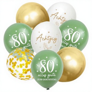 Ballons de fête du 80e <span class=keywords><strong>anniversaire</strong></span> Montrestar durables, 30 pièces, décoration vert sauge et or - Product Image 3