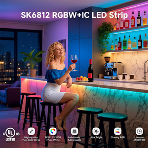 BTF LIGHTING Bande LED numérique RVBW <span class=keywords><strong>SK6812</strong></span>, 60 LED/m, adressable, 5V, 4-en-1, pleine couleur, clignotante et à intensité variable - Product Image 1