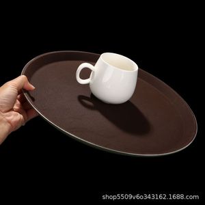 Tempered Glass Non Slip <b>Large</b> Round <b>Tray</b> For Hotels Restaurants Bars KTVs Commercial Use Solid Color - Product Image 2