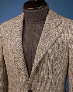 <span class=keywords><strong>Tweed</strong></span> à carreaux personnalisé costume trois pièces pour hommes costume pour hommes <span class=keywords><strong>marron</strong></span> formel 3 pièces Slim Fit pointe revers doux mariage garçons d'honneur <span class=keywords><strong>Blazer</strong></span> - Product Image 5