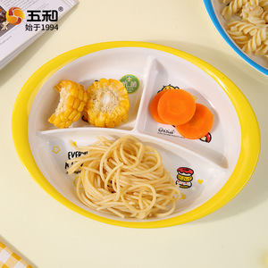 Wuhe Children's Plate 3-Compartment Melamine Dish Cartoon Design For Baby Feeding Age 1-2 Years - Product Image 4