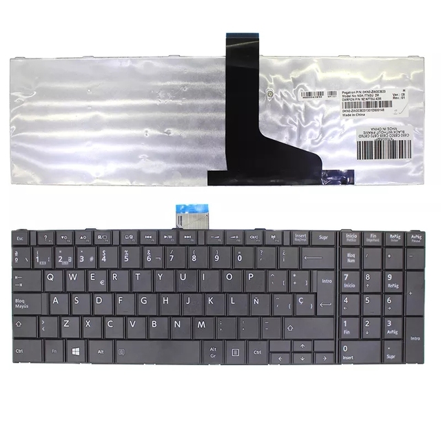 Spanish Teclado Keyboard for Toshiba Satellite C850 C855 L850 L855 C870 C875, with Frame New Notebook Keyboard Replacement