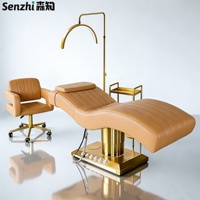 Lit de beauté électrique moderne incurvé pour cils, table de massage réglable à 3 moteurs pour salon de beauté, ensemble lit facial et pour extensions de cils