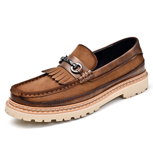 <span class=keywords><strong>Mocasines</strong></span> de Plataforma Cómodos para Hombre, Zapatos Casuales de Moda, Parte Superior de Cuero de Ante, Decoración de Hebilla con Borlas, Suela Gruesa, Zapatos para Caminar - Product Image 1