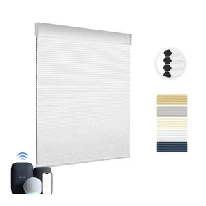 Motorized Top Down Cordless Cellular Shades Blackout Honeycomb Automatic Window Blinds Store Occultant Fenetre En Nid Dabeille