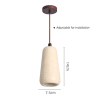 Lampe suspendue en travertin jaune, style japonais Wabi Sabi, avec cavité, hauteur réglable, LED, style minimaliste nordique rustique, utilisation hôtelière, taille moyenne