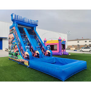 Toboggan aquatique gonflable en PVC de qualité commerciale avec château gonflable et piscine amovible - Product Image 1