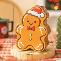 Boîte à biscuits de Noël en forme d'homme en pain d'épices, 14,3*11*5cm, emballage cadeau mignon pour biscuits, bonbons, gâteaux secs, commande en gros