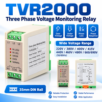 Relais de surveillance triphasé TVR2000 avec 5 indicateurs LED, protection contre les surtensions, les sous-tensions, les déséquilibres de phase et la protection de séquence de phase