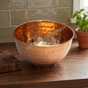 Hand Hammered Relief Carved Round Copper Offering Bowl for Smudging Incense Altar Use & Art Collectible Decoration - Product Image 2