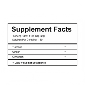 Thé santé OEM à base de curcuma, gingembre et cannelle, sans caféine, à base de plantes, avec des antioxydants naturels, 30 sachets de thé de 2 g chacun, en boîte - Product Image 4