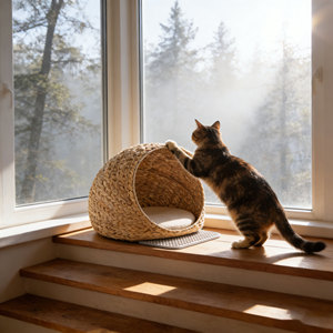Natuurlijk waterhyacint honden- en kattenbed, handgemaakt dierenhuisje, milieuvriendelijk huisje voor huisdieren - Product Image 6